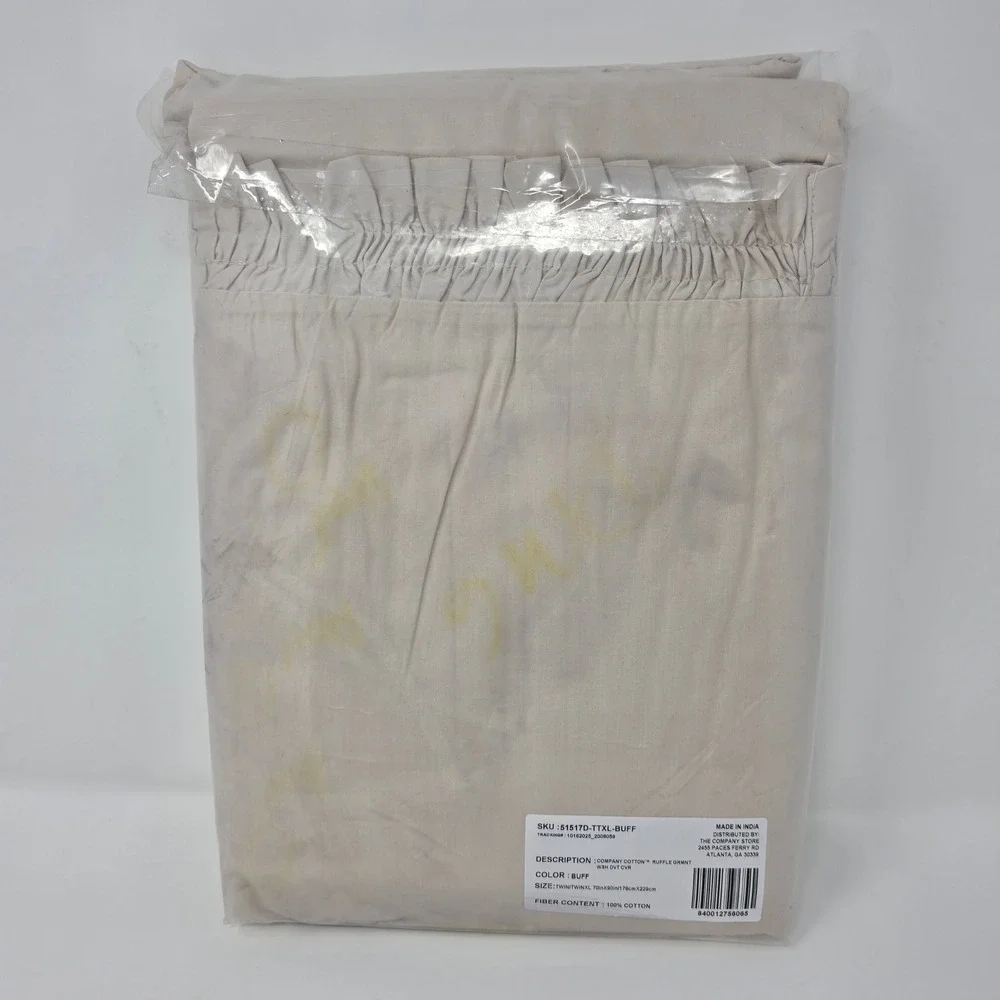 The Company Store Ruffle Garment Washed Cotton Percale Duvet Cover Buff Twin XL